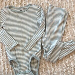 H&M Blue and White Striped Bodysuit One Piece